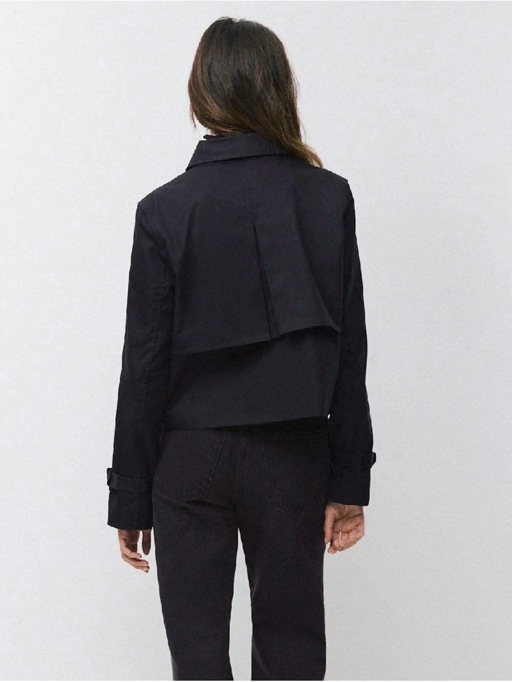 Aritzia Black Double-Breasted Cropped Pea Coat - Picture 6 of 8